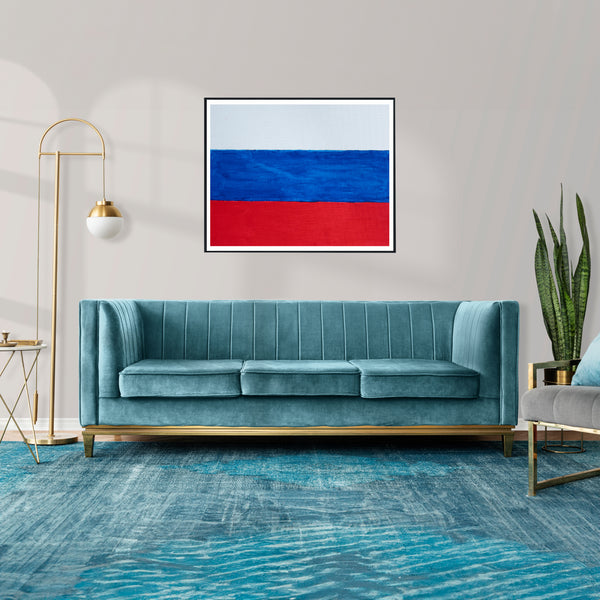 Drapeau Russie peint sur toile, blanc bleu rouge