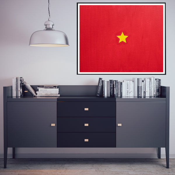 Drapeau Vietnam peint sur toile, rouge jaune
