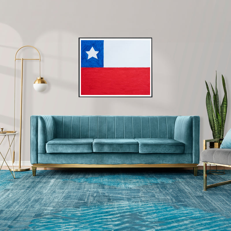 Drapeau Chili peint sur toile, bleu blanc rouge