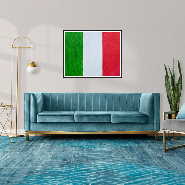 Drapeau Italie peint sur toile, vert blanc rouge