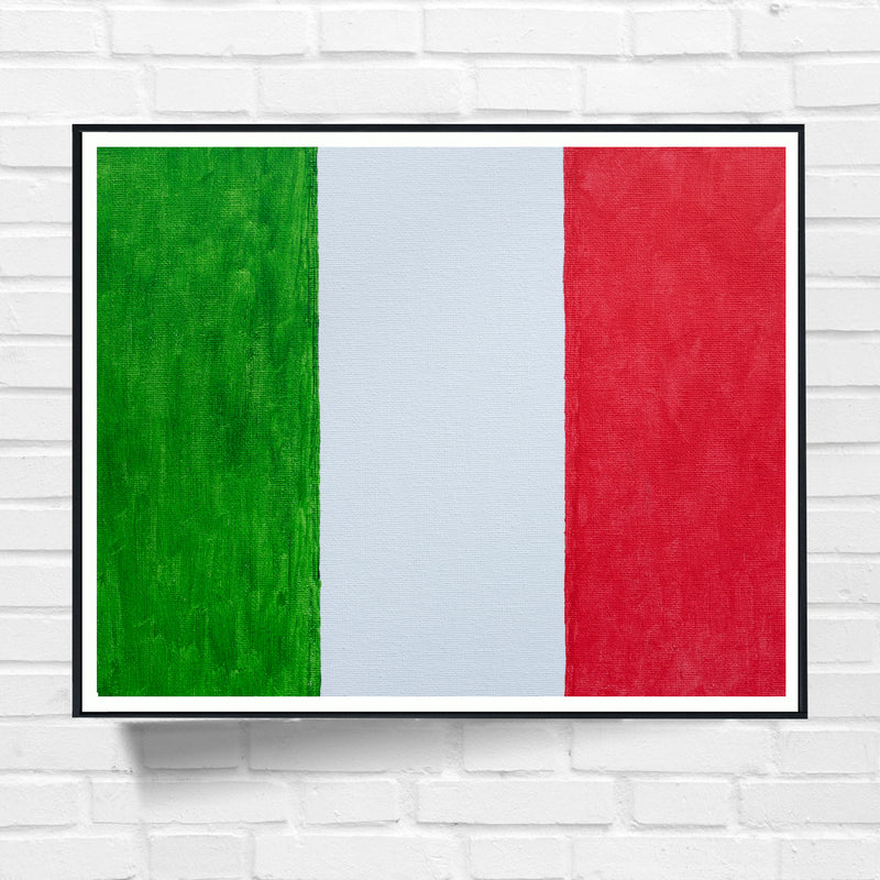 Drapeau Italie peint sur toile, vert blanc rouge