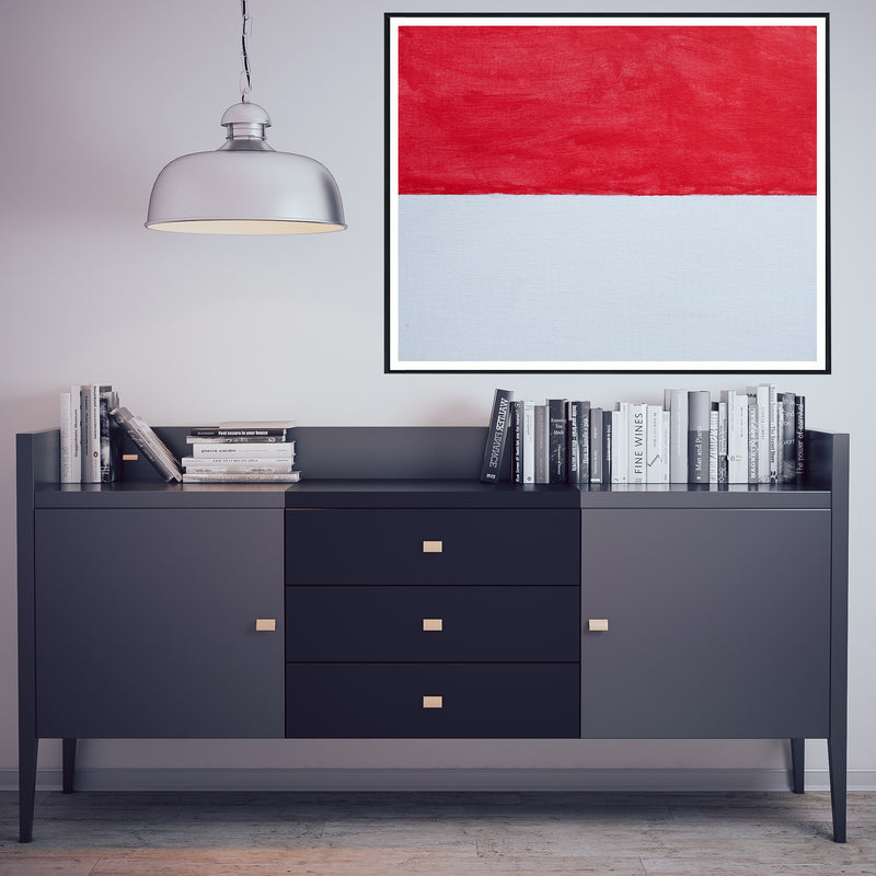 Drapeau Pologne peint sur toile, blanc rouge
