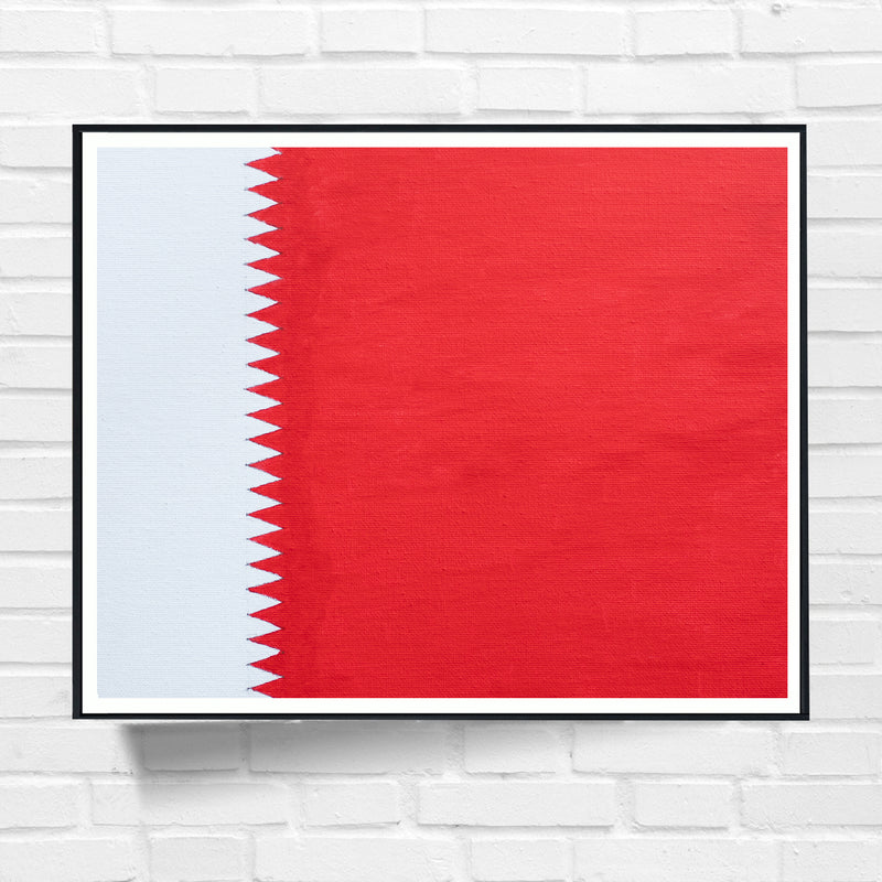 Drapeau Bahreïn peint sur toile, blanc rouge