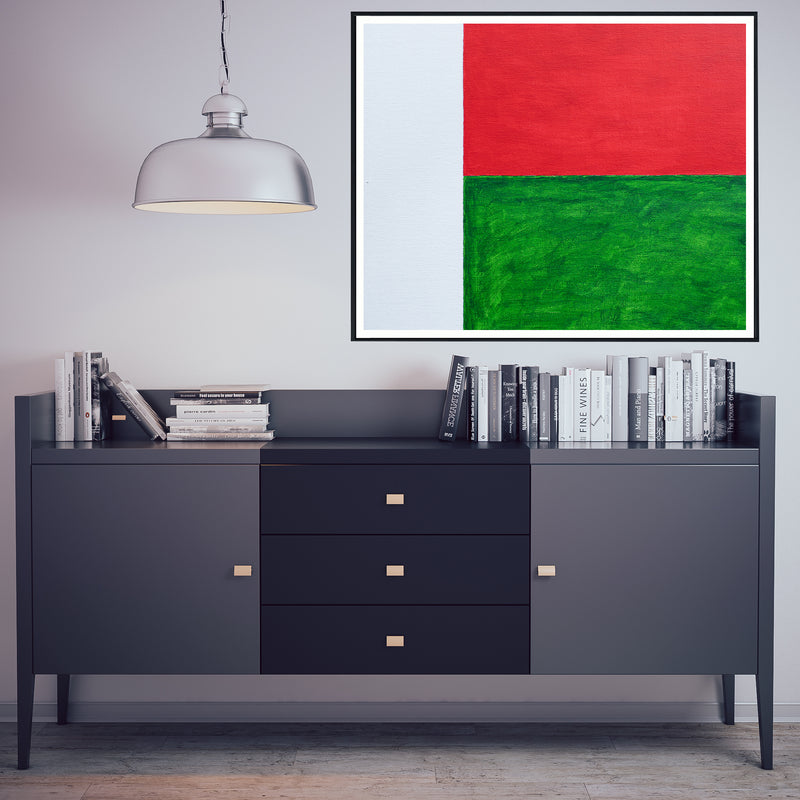 Drapeau Madagascar peint sur toile, blanc rouge vert