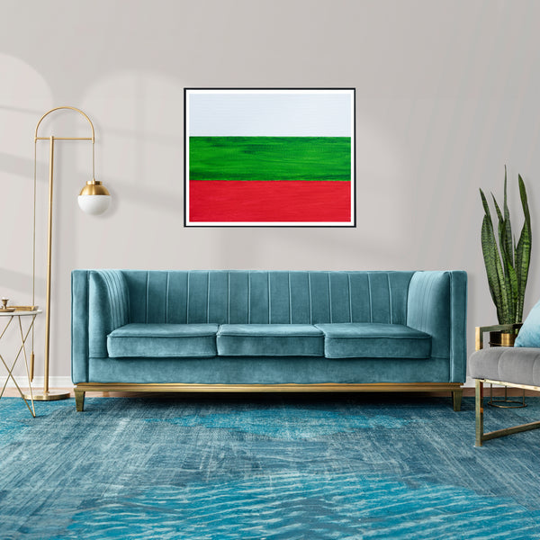 Drapeau peint Bulgarie sur toile, blanc vert rouge