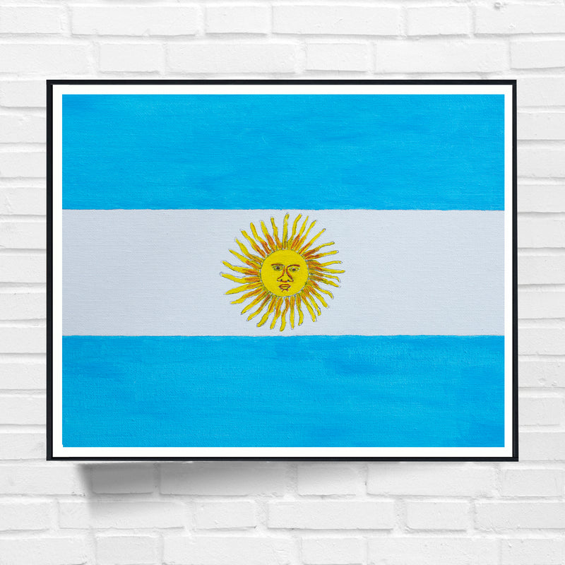 Drapeau Argentine peint sur toile, bleu blanc