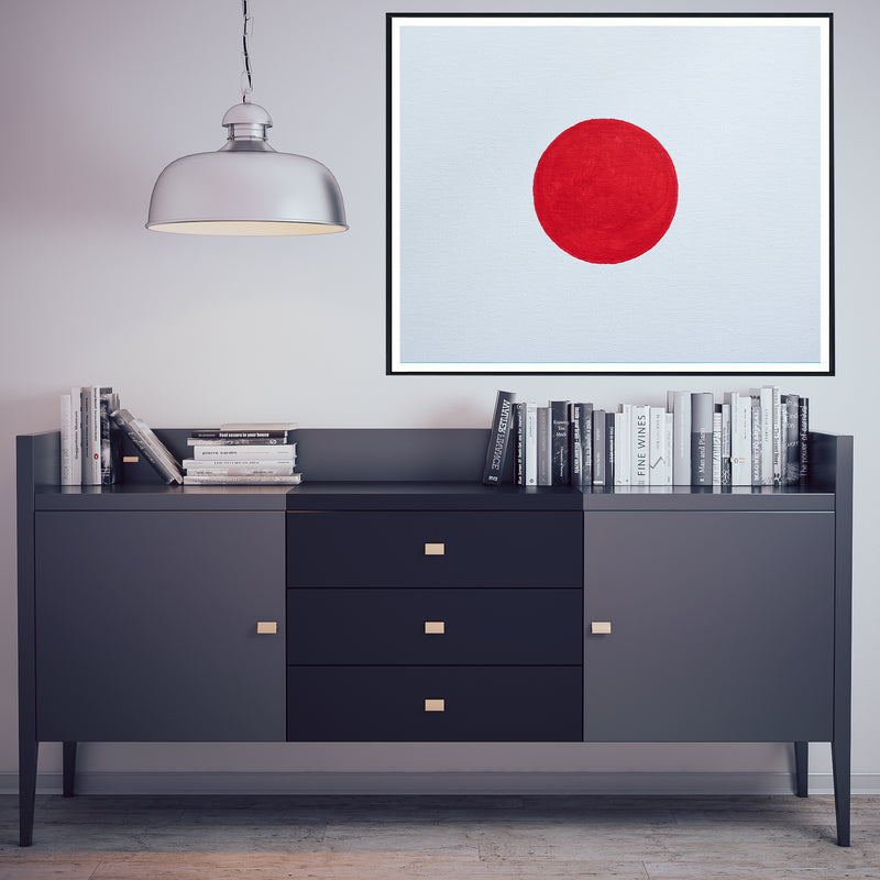 Drapeau Japon peint sur toile, blanc rouge