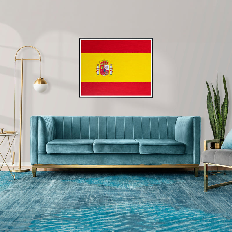 Drapeau Espagne peint sur toile, rouge jaune