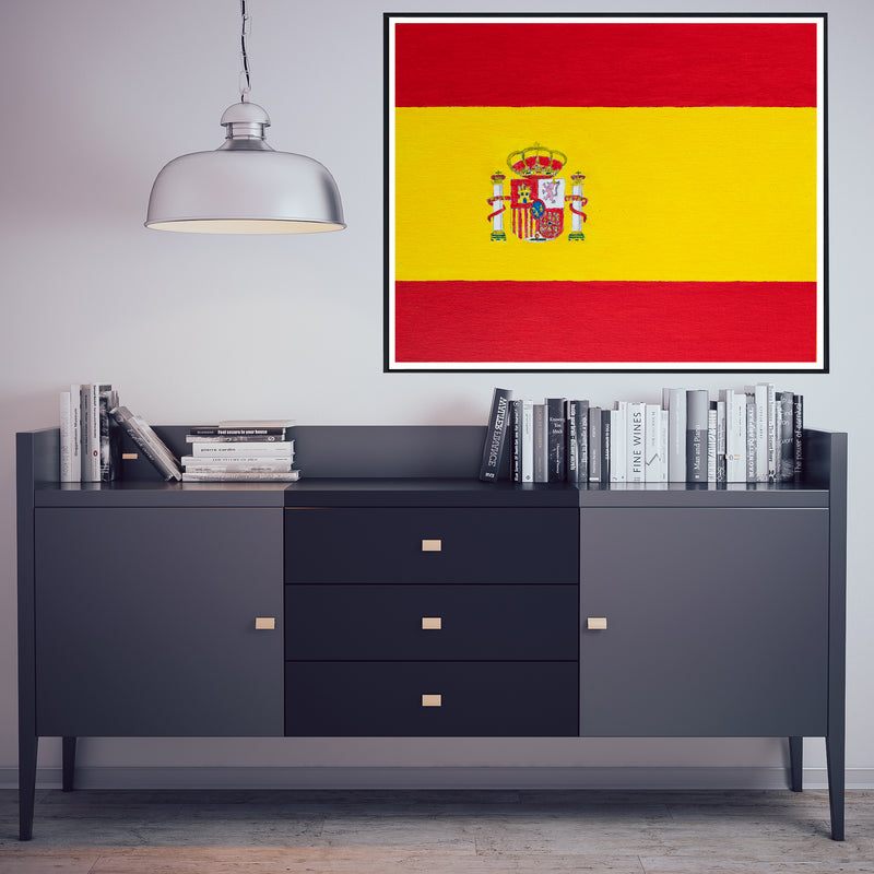 Drapeau Espagne peint sur toile, rouge jaune