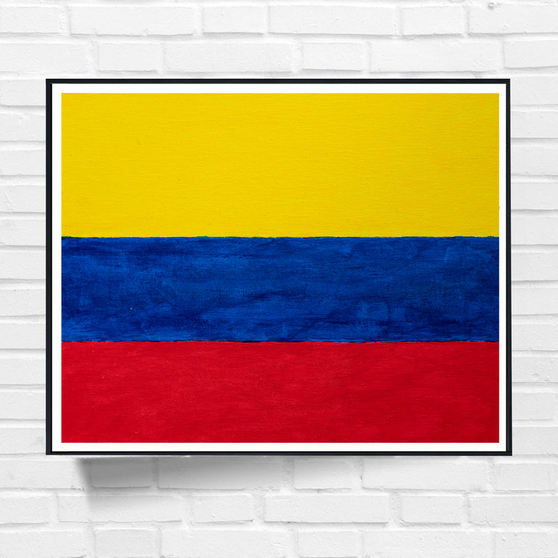 Drapeau Colombie peint sur toile, jaune bleu rouge