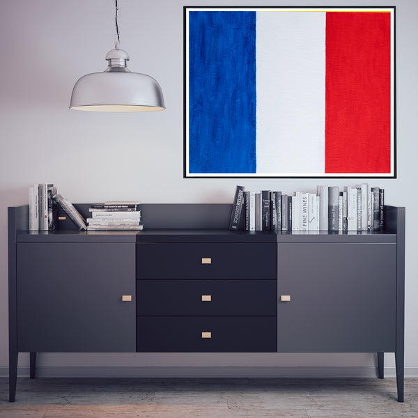 Drapeau France peint sur toile, bleu blanc rouge