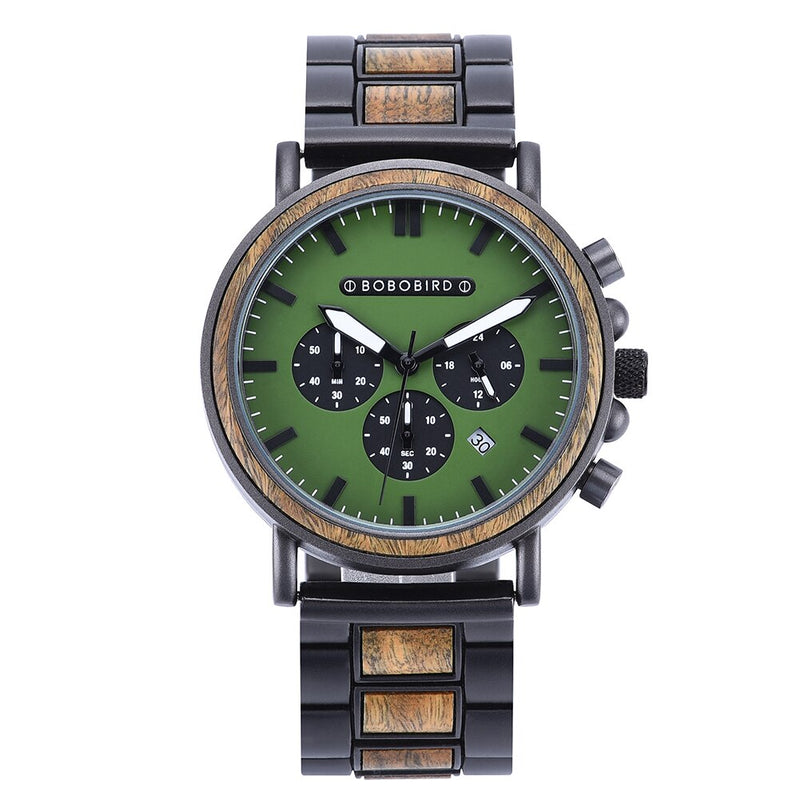 Montre en bois hommes, Femme,  luxe élégant bois montres chronographe militaire Quartz montres en bois boîte-cadeau