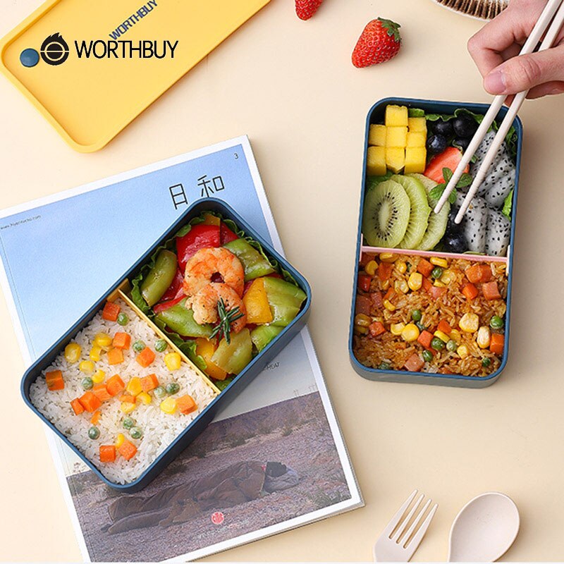 Boîte à déjeuner Portable pour enfants, boîte à Bento en plastique pour micro-ondes avec compartiments mobiles, boîte à salade de fruits et aliments