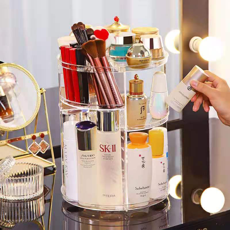 Boîte de Rangement de Maquillage à Rotation de 360 Degrés, Coffre de Cosmétique Transparent, Mode Multifonctionnel, en Plastique Acrylique Détachable