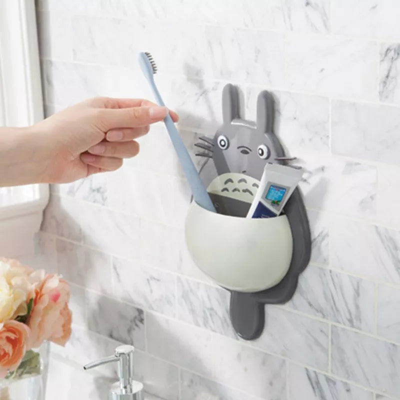 Support mural pour brosse à dents, 1 pièce, boîte à ventouse Totoro mignon, organisateur de salle de bain