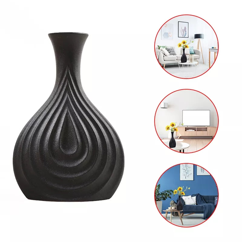 Vase nordique en céramique noir Simple et créatif en porcelaine Design mat fait à la main Art décoration salon modèle chambre