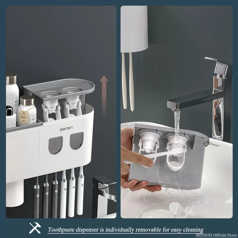 support de brosse à dents à Adsorption magnétique inversée, presse-dentifrice automatique mural, support de rangement, accessoires de salle de bain