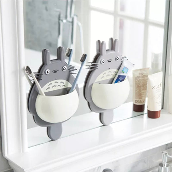 Support mural pour brosse à dents, 1 pièce, boîte à ventouse Totoro mignon, organisateur de salle de bain