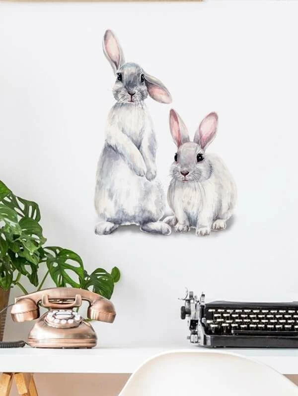 Sticker mural à imprimé lapin