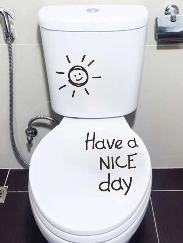 Sticker couvercle à motif slogan toilette
