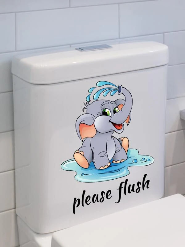 Auto-collant couvercle à motif éléphant de dessin animé toilette