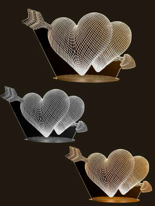 Lampe double cœur 3D