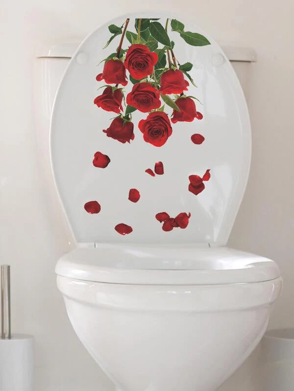 Auto-collant décalqué de couvercle de toilette à motif fleur