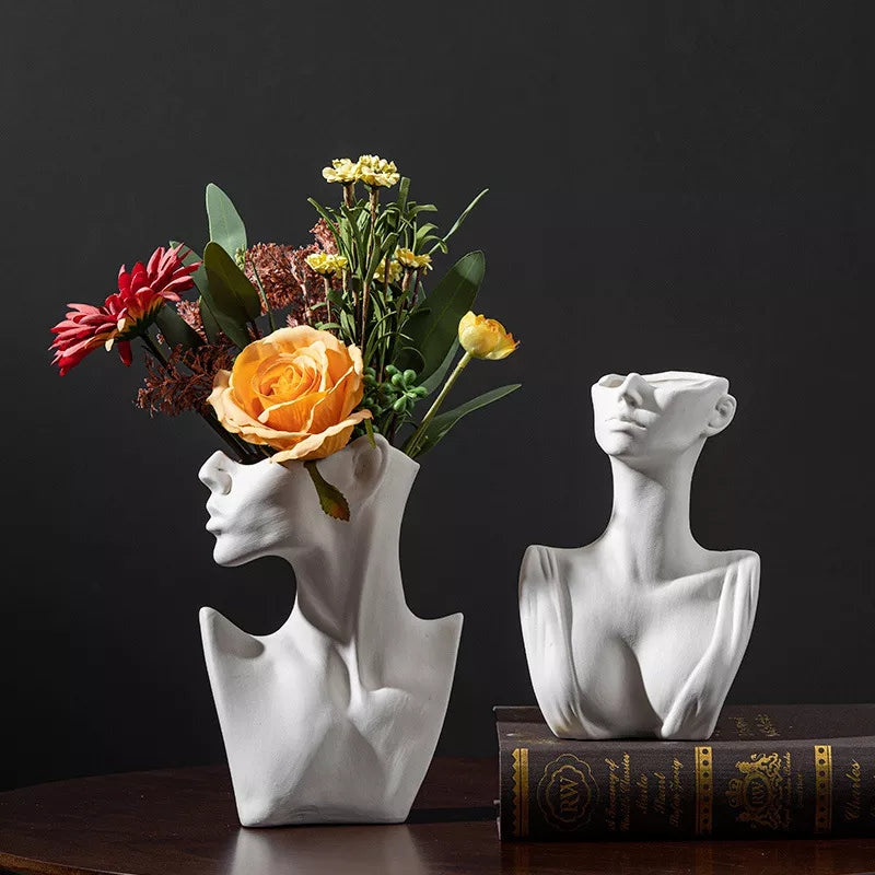 Vase en céramique de Style nordique pour femme, modèle corporel moderne, Pot de fleur créatif, décoration de salon