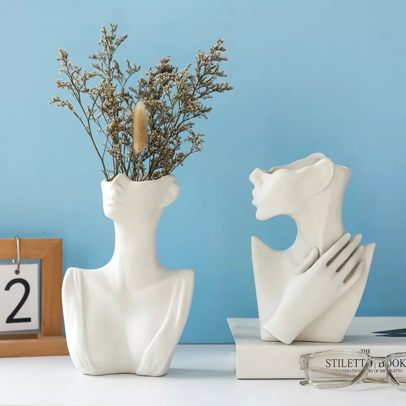 Vase en céramique de Style nordique pour femme, modèle corporel moderne, Pot de fleur créatif, décoration de salon