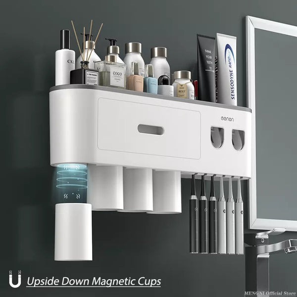 support de brosse à dents à Adsorption magnétique inversée, presse-dentifrice automatique mural, support de rangement, accessoires de salle de bain
