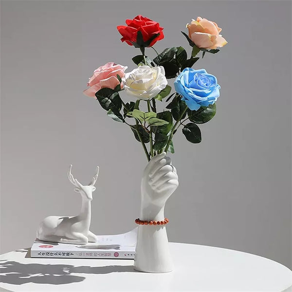 Vase céramique en main de Style nordique, Pot de fleur créatif, décoration de salon