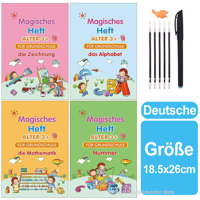 4 livres stylo magique copie livre essuyage gratuit enfants enfants écriture autocollant pratique copie anglais livre pour calligraphie Montessori cadeau