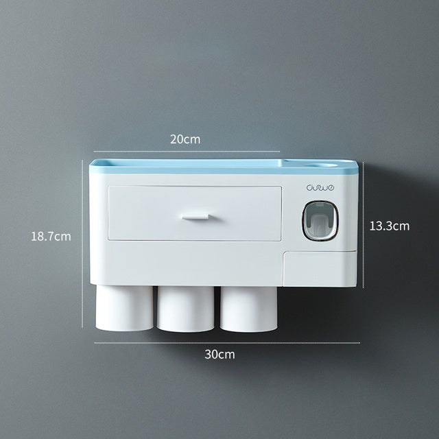 Porte-brosse à dents automatique, distributeur à adsorption magnétique inversée de brosse à dents, avec presse-dentifrice automatique